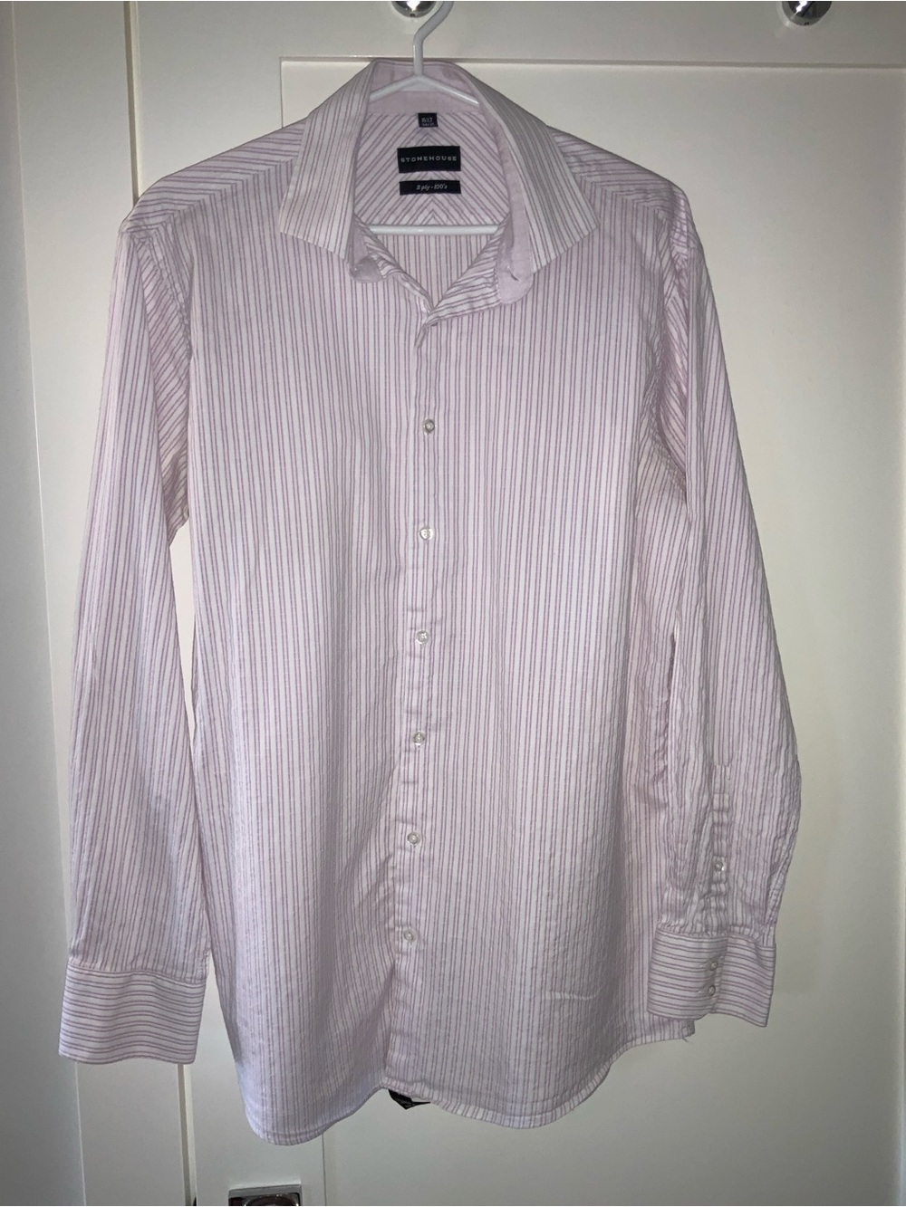 STONEHOUSE Shirt, Seersucker, Long Sleeve, 16.5 34/35 Tall